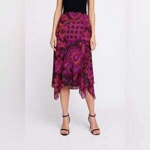 Y2K Bandolino Vibrant Pink and Purple Paisley Skirt Sz 8‎